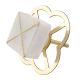 White Stone Square Gold Cross Dresser Knob